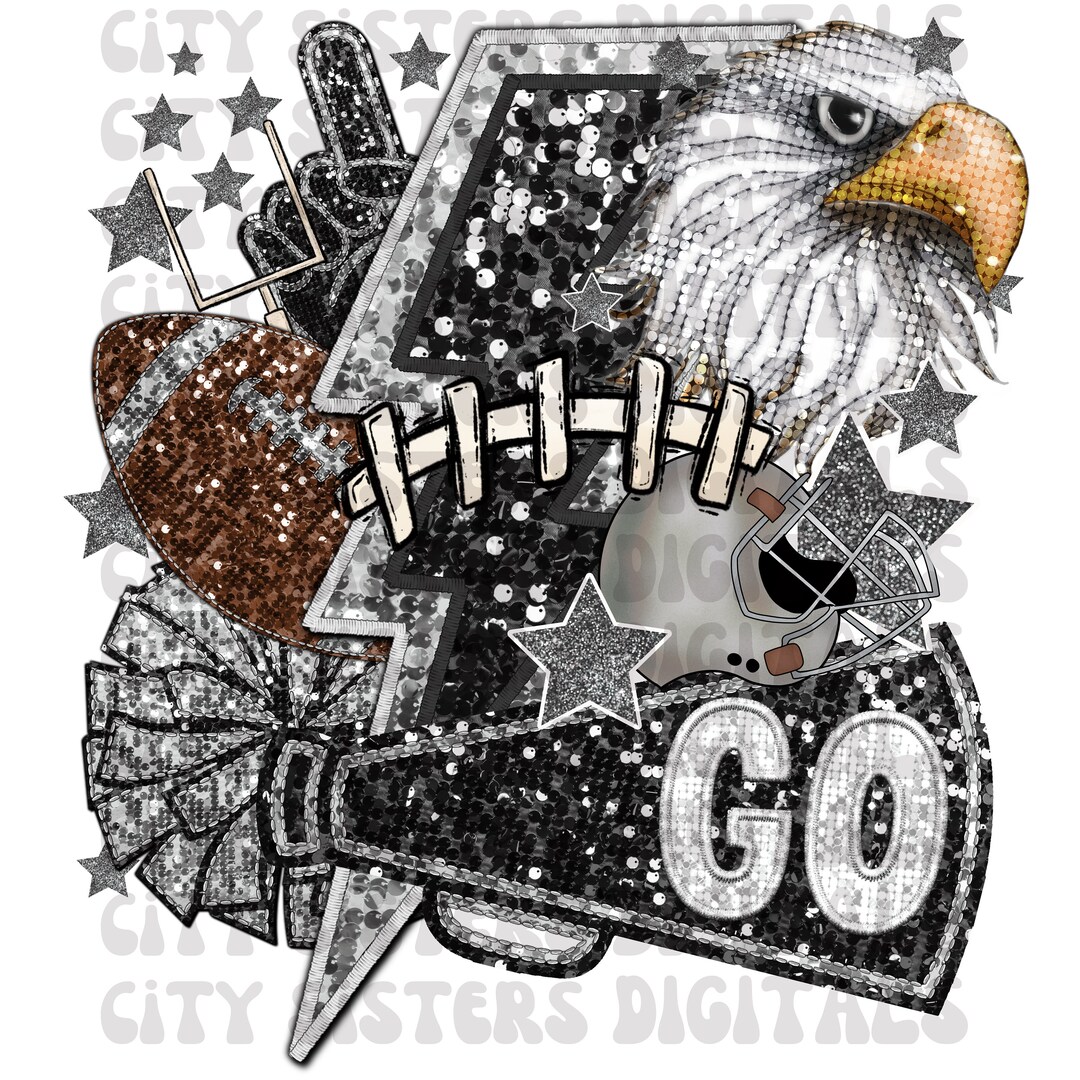 Go Eagles Glitter Banner - Fly Eagles Fly Football Game Day Decorations, Green Glitter, 6x6 Feet