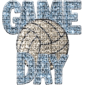 Volleyball Game Day Faux Glitter Embroidery PNG (Digital Download)