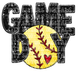 Softball Game Day PNG: Faux Glitter & Sequins (Digital Download)