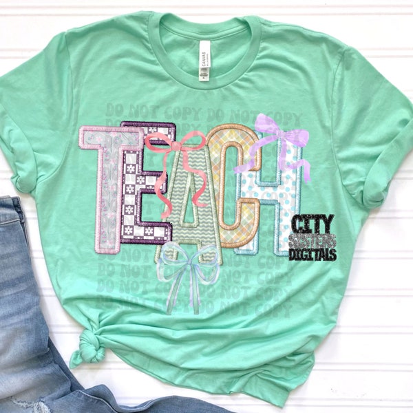 COQUETTE TEACH png, Teach bow png, Teacher png, Teach digital, Teach png, Coquette png, Teach pastel png, Teach embroidery png