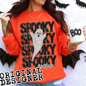 GLITTER SPOOKY SEASON digital for sublimation & dtf png, Ghost glitter Spooky Season png, Glitter Halloween png, Fall png, spooky season png