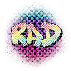 Retro RAD Graffiti Font PNG: 80s Digital Download