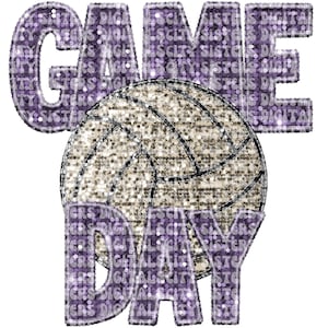 Volleyball Game Day Faux Glitter PNG: Embroidery Design (Digital Download)