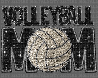 VOLLEYBALL MOM GLITTER png, faux embroidery png, glitter volleyball mom digital, volleyball mom png, volleyball mom digital download