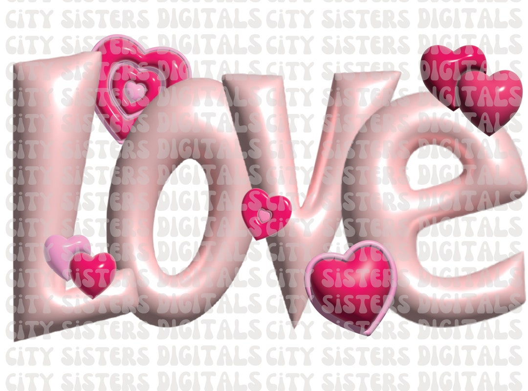 3D LOVE Png, Faux 3d Valentines Day Png, Pink Love Png, Inflated Love ...