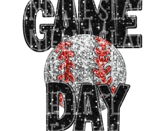 BASEBALL GAME DAY png, baseball digital for sublimation and dtf, baseball mom png, game day faux glitter png, sequins baseball game day png