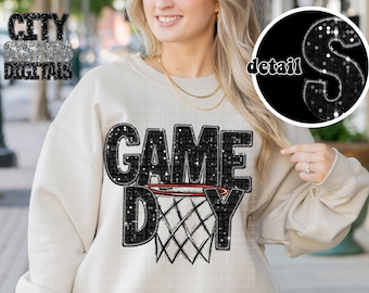 BASKETBALL GAME DAY png, faux embroidery png, faux sequins png, faux glitter png, Glitter Basketball Basketball png, glitter basketball png