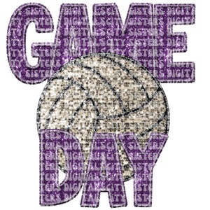 Volleyball Game Day Faux Glitter Design (PNG Digital Download)