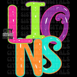 NEON LIONS png, Lions digital sublimation & dtf, bright Lions png, Lions png, retro Lions png, neon school png, mascot png