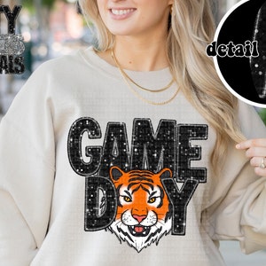 TIGERS GAME DAY png, Faux Glitter, Tigers school spirit png, Game day png, Tigers png, Game Day Mascot png, Tigers digital