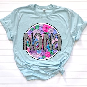Nana png, floral Nana png, faux embroidery Nana png, Nana digital, Nana dots png, dots png, floral png, Mother&#39;s Day png