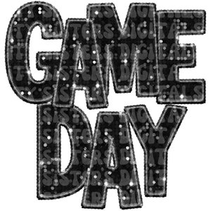 Game Day Faux Glitter Embroidery PNG (Digital Download)