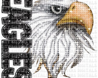 EAGLES MASCOT Faux Glitter png, Eagles school spirit png, faux glitter png, glitter Eagles school spirit, Faux glitter Eagles png
