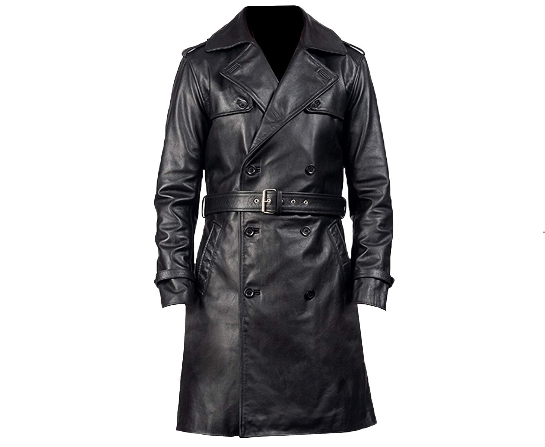 Real Cow Leather Trench Coat for Menhandmade Black Leather - Etsy UK