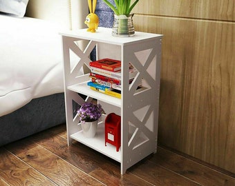 Bedside Table - Storage Organizer - Wooden Shelves - Storage Cabinet - Nightstand