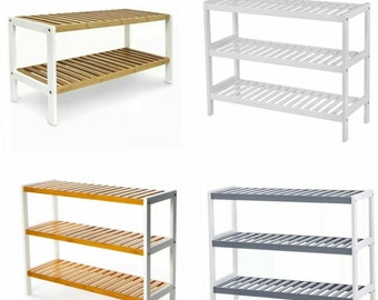 2/3 Tier Bamboo Shoe Rack - Wooden Storage Shelves - Sturdy Shoe Organizer - Book Shelves