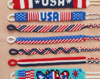 American Flag Friendship Bracelet, Usa Flag Cow Bracelet, 4 of July, Patriotic Bracelet