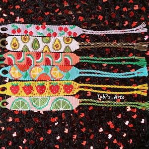 Fruit Friendship Bracelet, Woven Fruit Bracelet, Cherry, Watermelon, Avocado, Strawberry, Lime Lemon, Orange Bracelet, Birthday Gift