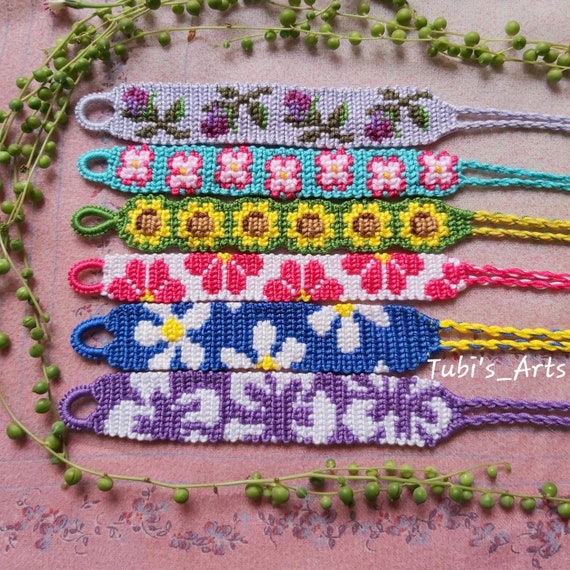 Flower Friendship Bracelet, Floral Woven Bracelet, Hawaiian Daisy