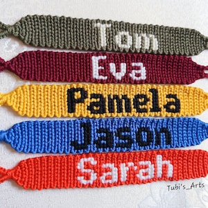 Pulsera de amistad con nombre personalizado, pulsera tejida ajustable personalizada, regalos de pulsera de pareja a juego