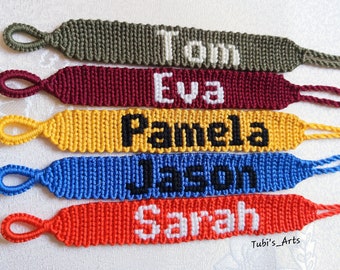 Custom Name Friendship Bracelet, Personalized Woven Macrame Bracelet
