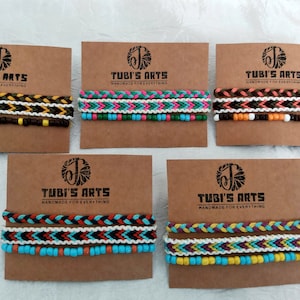 Friendship Bracelet Set of 3, Gift for Her, Personalized String Bead Woven Bracelets, Bridesmaid Gift, Sister Bracelet Set of 3, Birthday