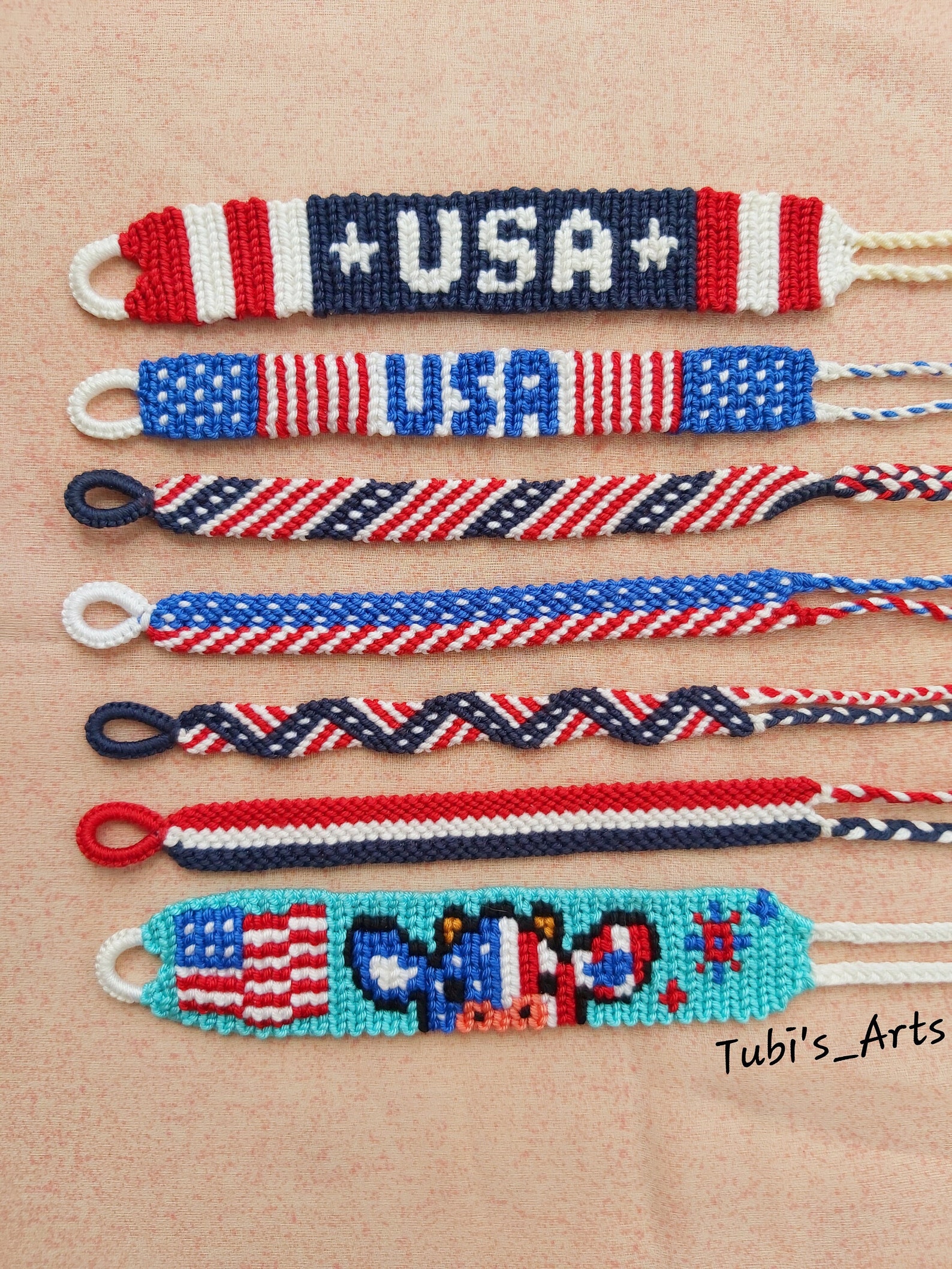 American Flag Friendship Bracelet Usa Flag Cow Bracelet 4 of Etsy