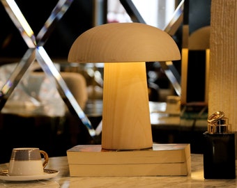 Handmade Mushroom Lamp, Desk Lamp, Wooden Mushroom Lamp Bedside Lamp, Mushroom Decor, Mushroom Desk Lamp, Night Lamp, Christmas Gifts