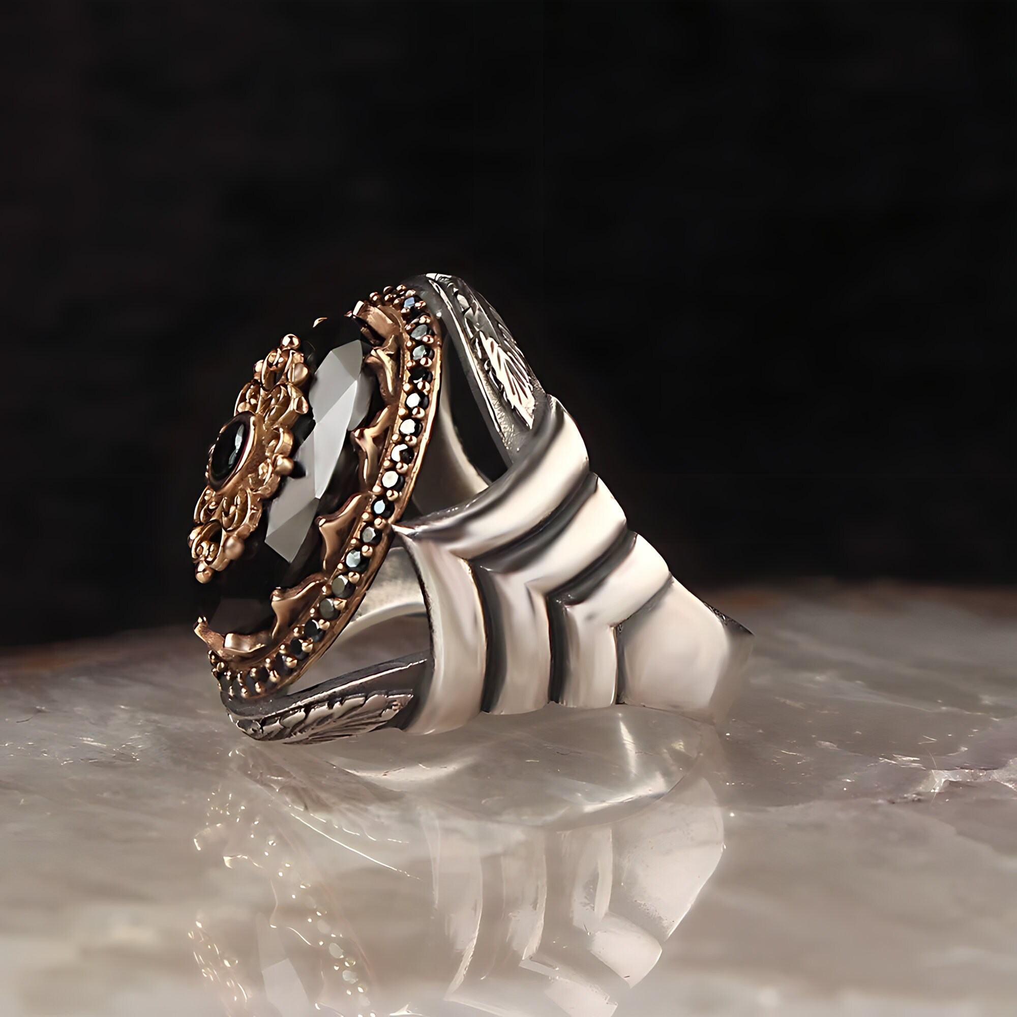 925 Silver Men's Ring Vintage Onyx Men's Ring Etsy