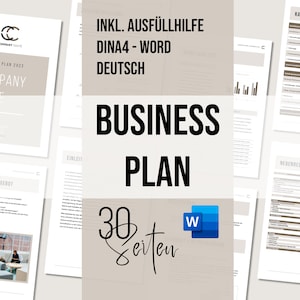 Modèle de plan d&#39;affaires | Modèle de plan d&#39;affaires | Démarrage | Créer une entreprise | Activité secondaire | Mot DINA4 | 100% modifiable |  Aide au remplissage