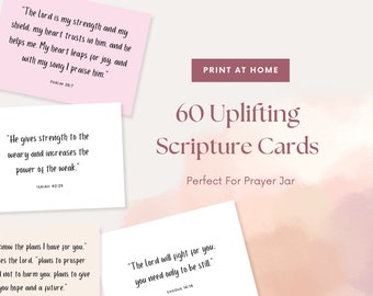 60 Uplifting Bible Verses For Prayer Jar, Scripture Cards, Printable, Scripture Jar, Christian Gift