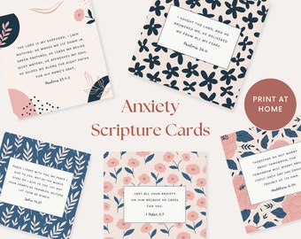 20 Bible Verses for Anxiety, Bible Verse Cards Printable, Scripture Cards for Anxiety, Fear & Worry, Prayer cards, Bible Studies
