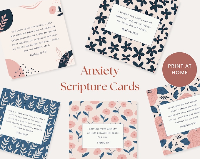 Printable Scriptures for Anxiety 2x3.5 Bible Verses for Fear & Anxiety ...
