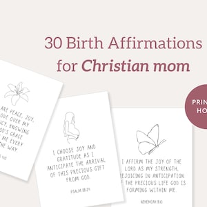 30 Tarjetas de afirmación de nacimiento y embarazo imprimibles para mamá cristiana, Diseño minimalista y Arte lineal