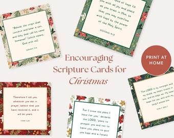 Christmas Scripture Cards Printable, Encouraging bible verse cards, Christian Christmas gift tag or card, Christmas Prayer Cards