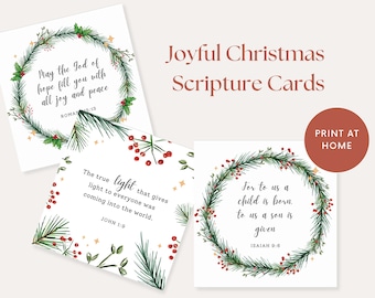 Christmas bible verses, Christmas Scripture Cards Printable, Christian Christmas Gift Tag & Card, Joyful and Encouraging bible verse cards