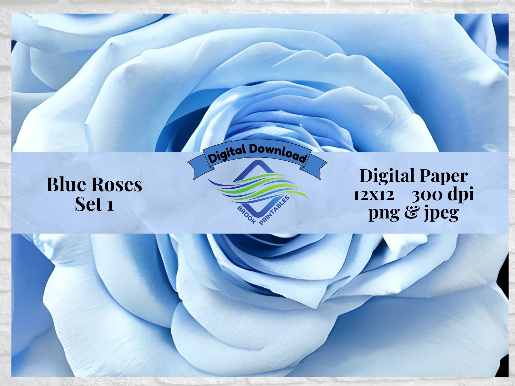 Blue Roses Digital Paper Pack Set 1 High-quality Instant Download ...