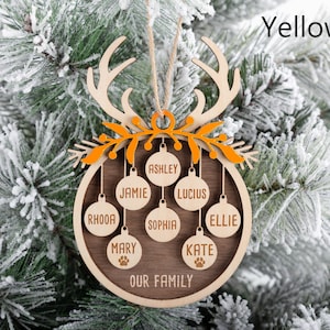 2023 Wooden Family Christmas Ornament Personalized Christmas Ornament Family Name 1-10 Custom People & Paw Print Christmas Ornament Gift