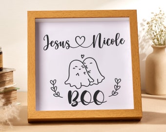 Foerever my boo plaque de bois personnalisée, signe de couple mignon Boo, signe de fantôme fantasmagorique d'Halloween, cadeau d'anniversaire de fantôme mignon, idée de couple d'Halloween