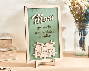 Custom Mothers Day Puzzle Sign, Mom You are the Piece that holds us together, Mom Puzzle Sign Mother's Day Gift from Kids Husband, Mom Gift