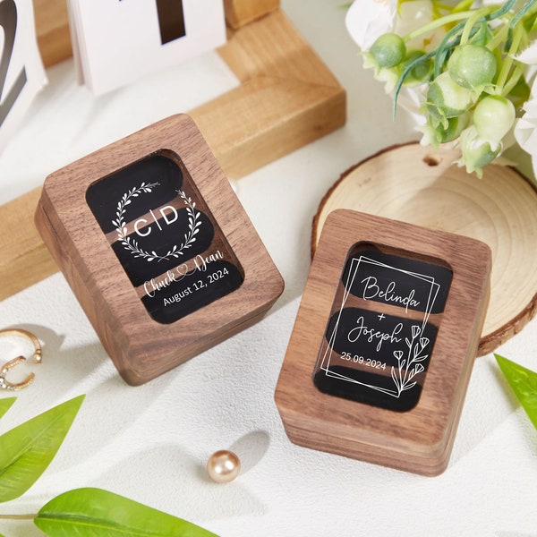 Personalisierte 3 Slots Ring Box, Benutzerdefinierte Hochzeit Ring Box, Dreibettzimmer Ringbox, Ringträger Box, Holz Ringbox, Verlobungsring Box, Ringhalter