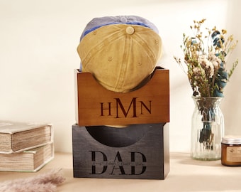 Porte-chapeau personnalisé en bois, Porte-casquette personnalisé, Présentoir de porte-chapeau, Cadeaux pour la fête des pères, Cadeau pour papa, Support pour casquettes, Cadeau pour lui, Organiseur de casquettes