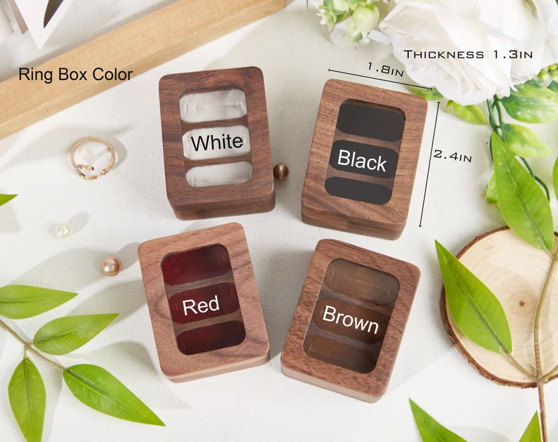 Caja de anillo de boda personalizada con triple ranura, caja de anillo de compromiso, caja de anillo de madera triple, caja de anillo portador de 3 anillos, soporte de caja de anillo, propuesta de caja de anillo imagen 7