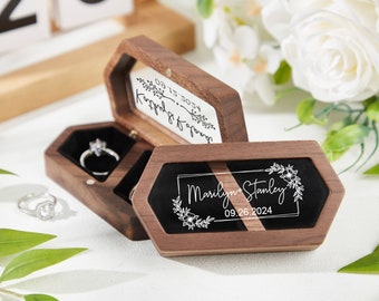 Personalized Wedding Ring Box, Double Slot Wedding Ring Box, Engagement Wedding Ceremony Ring Box, Ring Bearer Box, Wood Double Ring Box