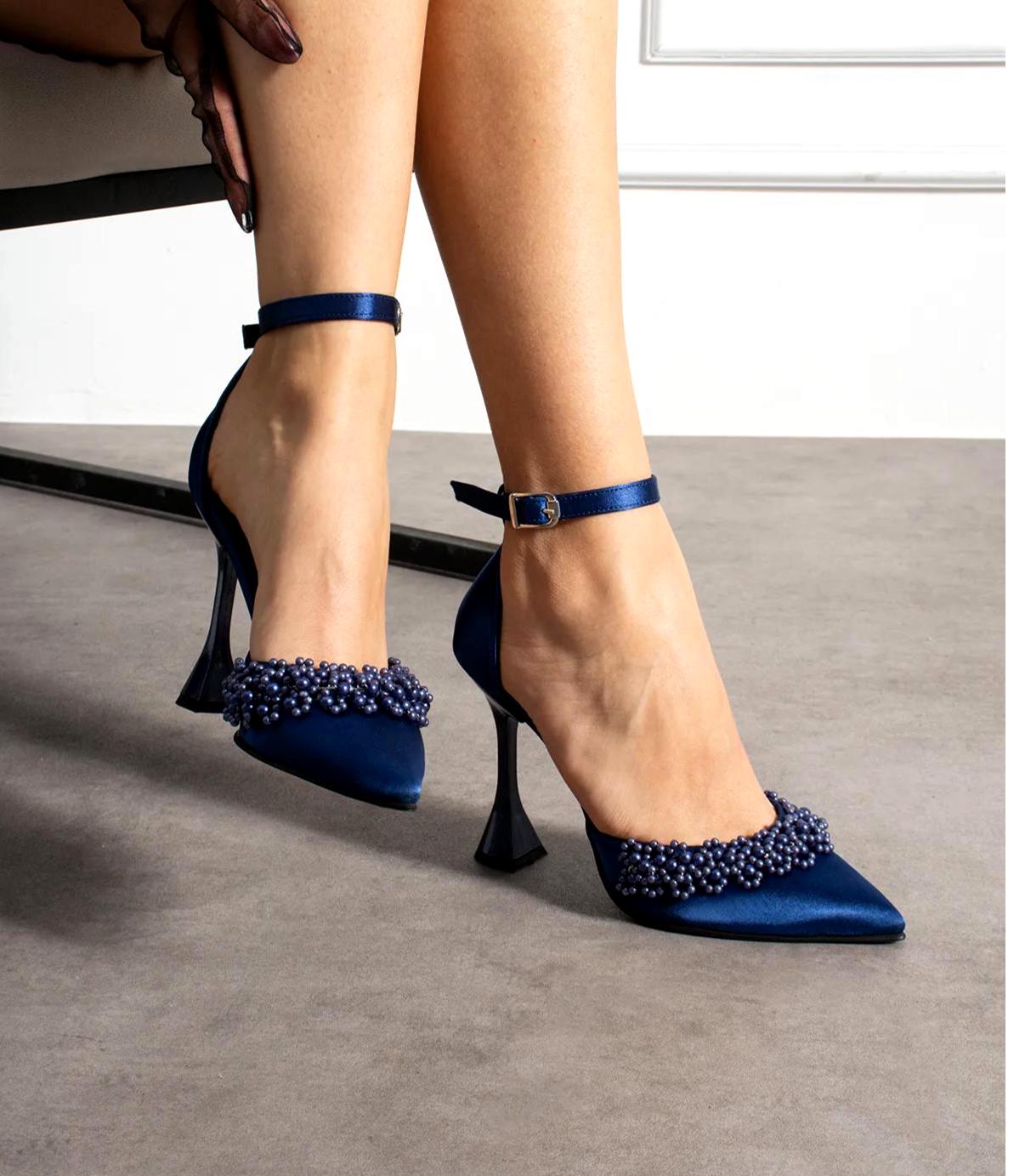 Wedding Guest Formal Black Dress Red Pumps Navy Blue Satin