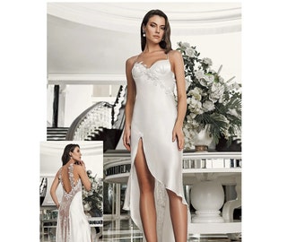 Bridal Satin Lace Nightgown and Robe Set, Wedding Lingerie