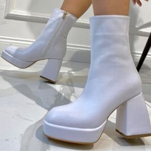 White Boots,Women Boot,White Platform Boot,Stylish,Bride Boot,Platform Boot,Wedding Boot,Noel Party,White Boots,Platform Heeled Boot,Boots