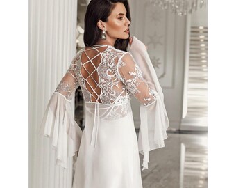 Ecru Satin Bridal Nightgown with Lace Robe