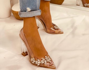 Chaussure de mariée,Chaussure de mariée transparente,Chaussure de mariage,Chaussures transparentes,Chaussures transparentes à talons,Chaussure de mariée,Chaussure de princesse,Chaussure de mariée Cendrillon