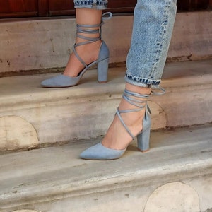 Blue Suede Shoe,Women Shoe,Bride Shoe,Wedding Suede Shoe,Short Heeled Shoe,Suede Wedding Shoe,Block Heel,Women Suede Shoe,Short Heel Shoe